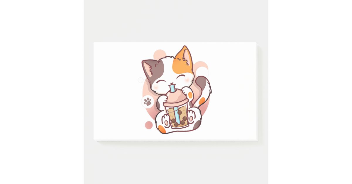 Cat Boba Tea Bubble Tea Anime Kawaii Neko for Girl Post-it Notes | Zazzle