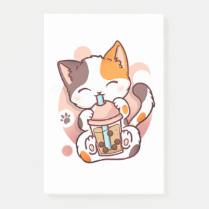 Cat Boba Tea Bubble Tea Anime Kawaii Neko for Girl Post-it Notes