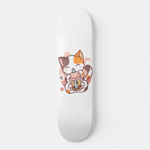 Cat Boba Tea Bubble Tea Anime Kawaii Neko for Girl Skateboard