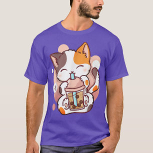 Cat Boba Tea Bubble Tea Anime Kawaii Neko For Girl T-Shirt