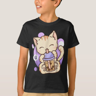 Cat Boba Tea Bubble Tea Anime Kawaii Neko for Girl T-Shirt
