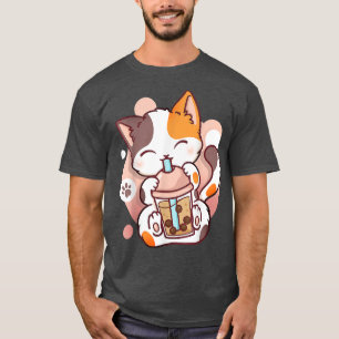 Cat Boba Tea Bubble Tea Anime Kawaii Neko for Girl T-Shirt