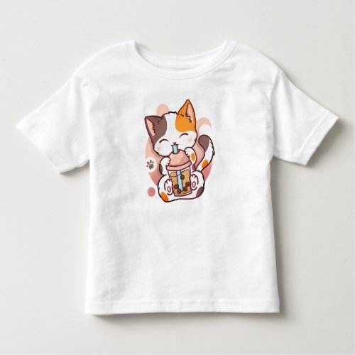 Cat Boba Tea Bubble Tea Anime Kawaii Neko for Girl Toddler T_shirt