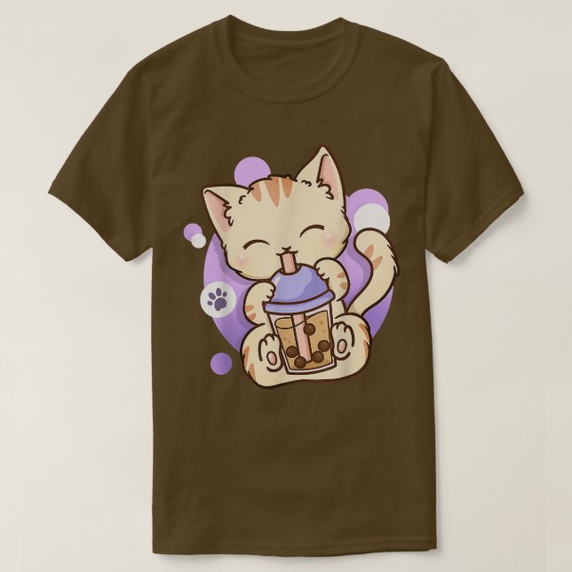 Cat Boba Tea Bubble Tea Anime Kawaii Neko Gift Gir T-Shirt (Design Front)