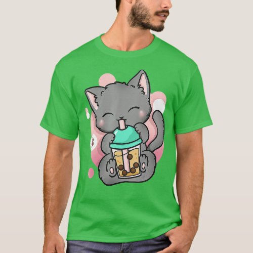 Cat Boba Tea Bubble Tea Anime Kawaii Neko Gift Gir T_Shirt