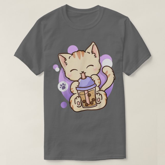 Cat Boba Tea Bubble Tea Anime Kawaii Neko Gift Gir T-Shirt (Design Front)