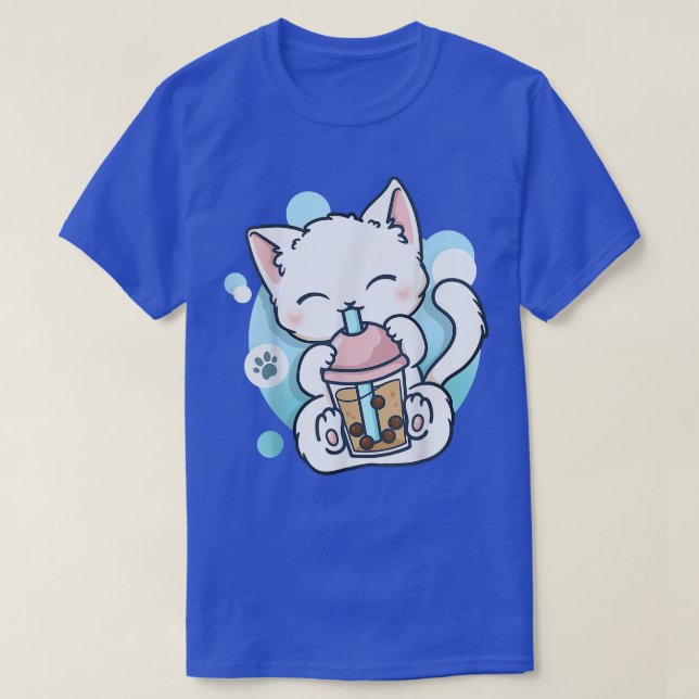 Cat Boba Tea Bubble Tea Anime Kawaii Neko Gift Gir T-Shirt (Design Front)