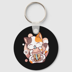 Cat Boba Tea Bubble Tea Anime Kawaii Neko Keychain