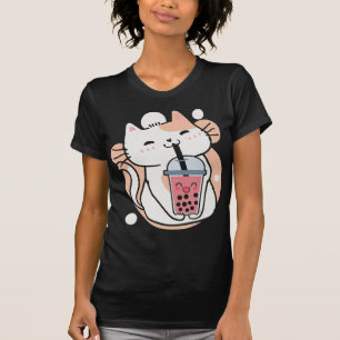 Cat Boba Tea Bubble Tea Anime Kawaii Neko Milktea  T-Shirt
