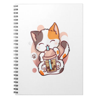 Cat Boba Tea Bubble Tea Anime Kawaii Neko  Notebook