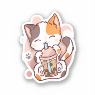 Cat Boba Tea Bubble Tea Anime Kawaii Neko  Sticker
