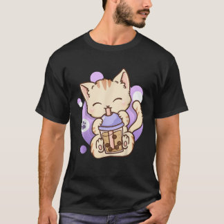 Cat Boba Tea Bubble Tea Anime Kawaii Neko T-Shirt