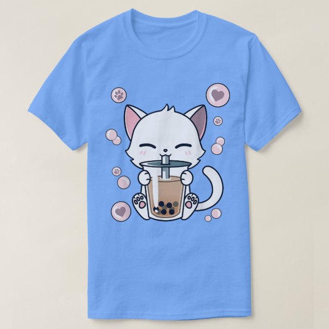 Cat Boba Tea Bubble Tea Japanese Anime Kawaii Neko T-Shirt (Design Front)