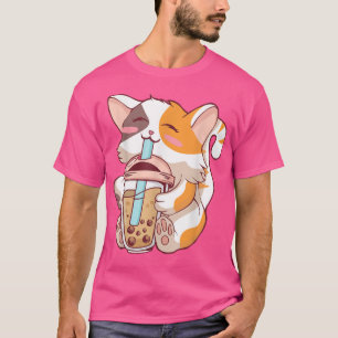 Cat Boba Tea Bubble Tea Kawaii Anime Japanese Girl T-Shirt