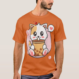 Cat Boba Tea Bubble Tea Kawaii Anime Japanese Girl T-Shirt