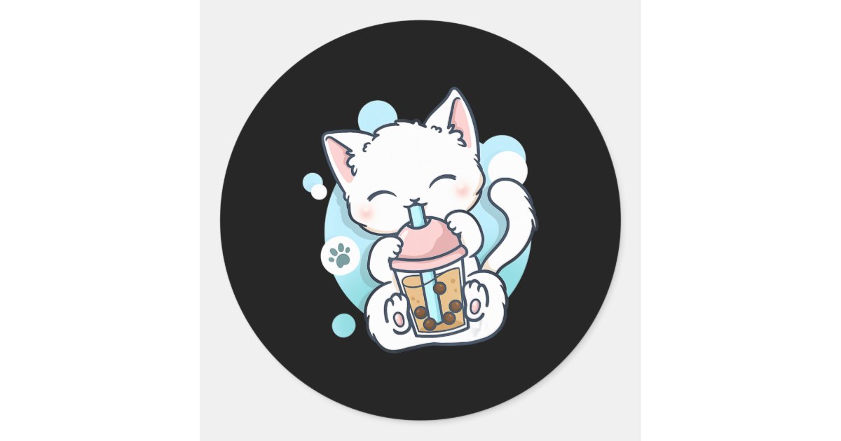 Cat Boba Tea Bubble Tea Kawaii Anime Japanese Neko Classic Round ...