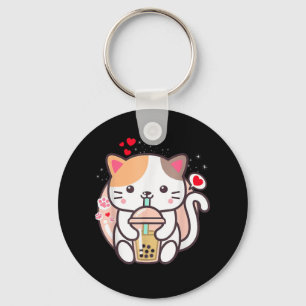 Cat Boba Tea Bubble Tea Kawaii Anime Japanese Neko Keychain