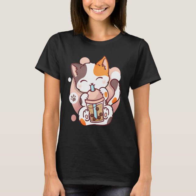 Cat Boba Tea Bubble Tea   Neko T-Shirt (Front)