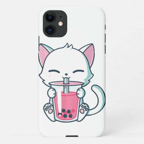 Cat Boba Tea Phonecase Ipadcase  Couple Lovers  iPhone 11 Case