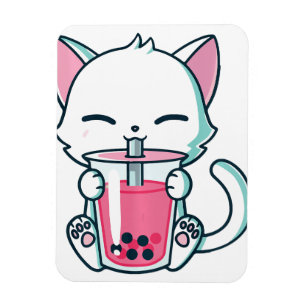 Cat Boba Tea Refrigerator Magnet 