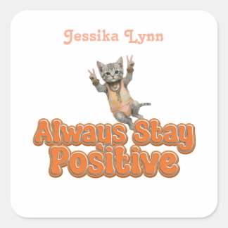 Cat Boho Hippie custom personalized Hippie  Square Sticker