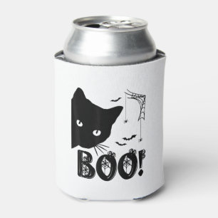 Cat Boo! Funny Hiding Peekaboo Scary Halloween Cat Can Cooler