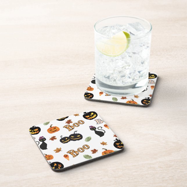Cat Boo Halloween Beverage Coaster (Right Side)