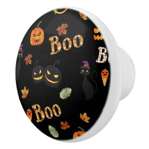 Cat Boo Halloween Ceramic Knob