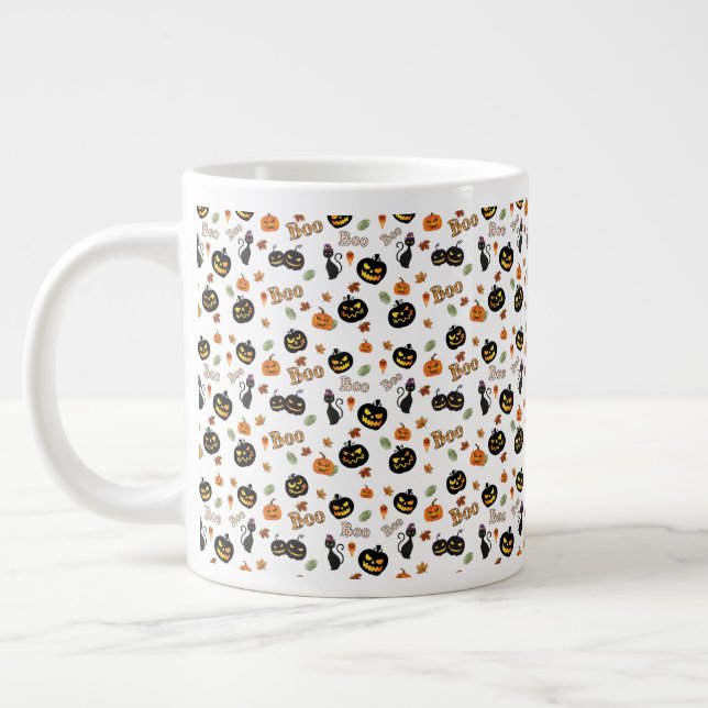 Cat Boo Halloween Giant Coffee Mug (Left)