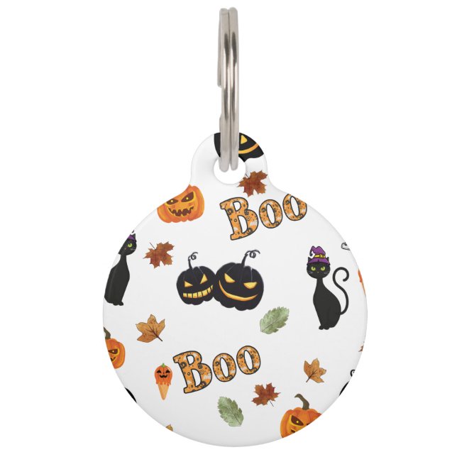 Cat Boo Halloween Pet ID Tag (Front)