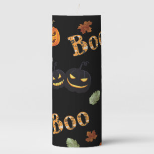 Cat Boo Halloween Pillar Candle