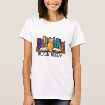 Cat Book Buddy Tshirt by lovescolor at Zazzle