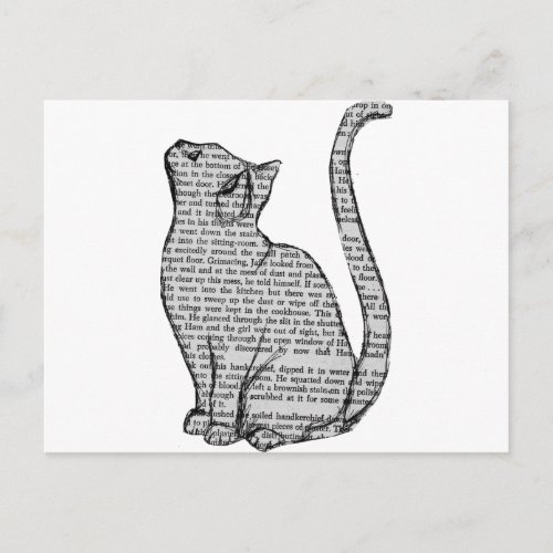 Cat Book Postcard