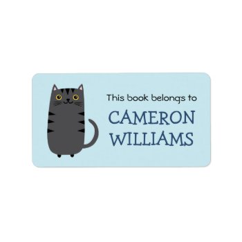 Cat Bookplate Book Label by BrightAndBreezy at Zazzle