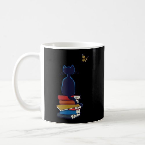 Cat Books And Butterfly Book Lovers Coffee Mug