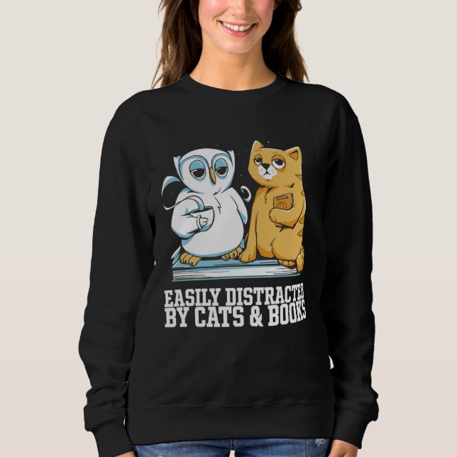 Cat books  Cat bookworm  Cat book Sweatshirt (Front)