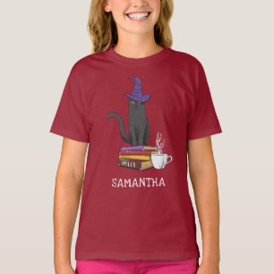 Cat Books Potion and Spells Halloween Personalized T-Shirt