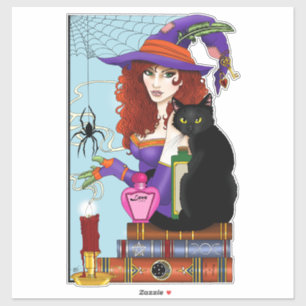 Cat Books Witch Potions Sticker