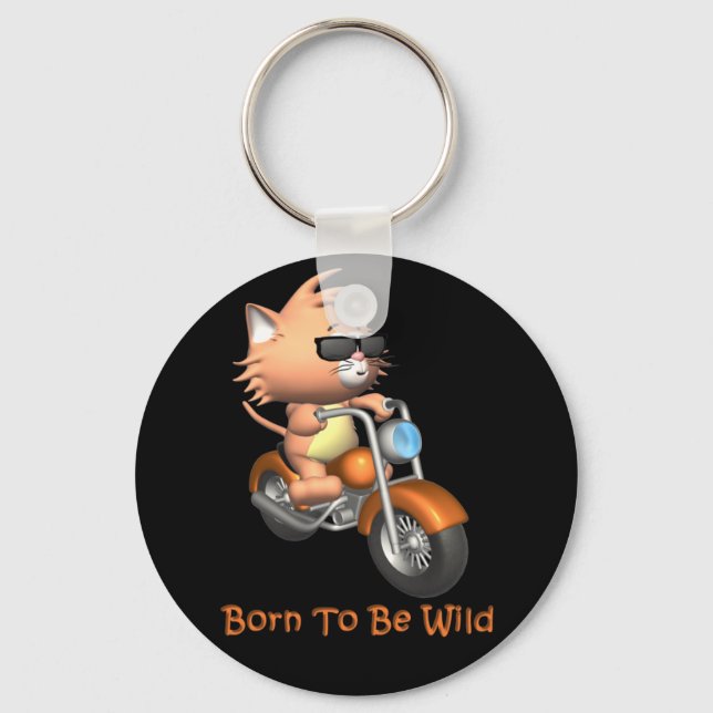Cat - Born To Be Wild Keychain (Front)