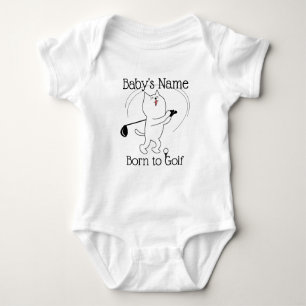 Cat Born to Golf Baby Bodysuit