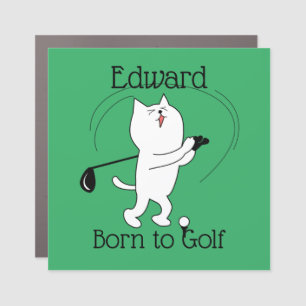 Cat Born to Golf Car Magnet