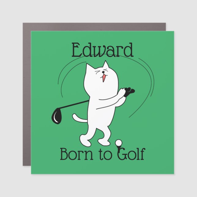 Cat Born to Golf Car Magnet (Front)
