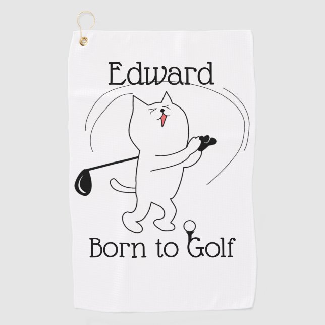 Cat Born to Golf Towel (Front)