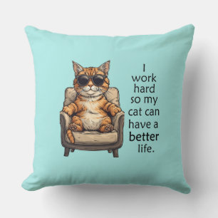 Cat Boss - Funny Cat Theme Throw Pillow