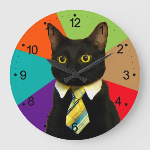 Cat_boss in tie large clock
