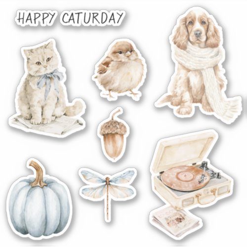 Cat Bow Caturday Bird Dog Sticker