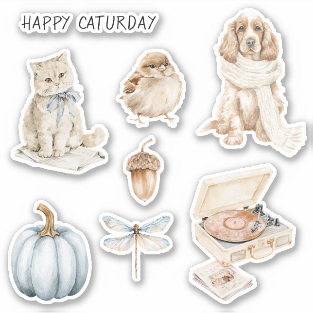 Cat Bow Caturday Bird Dog Sticker (Front)