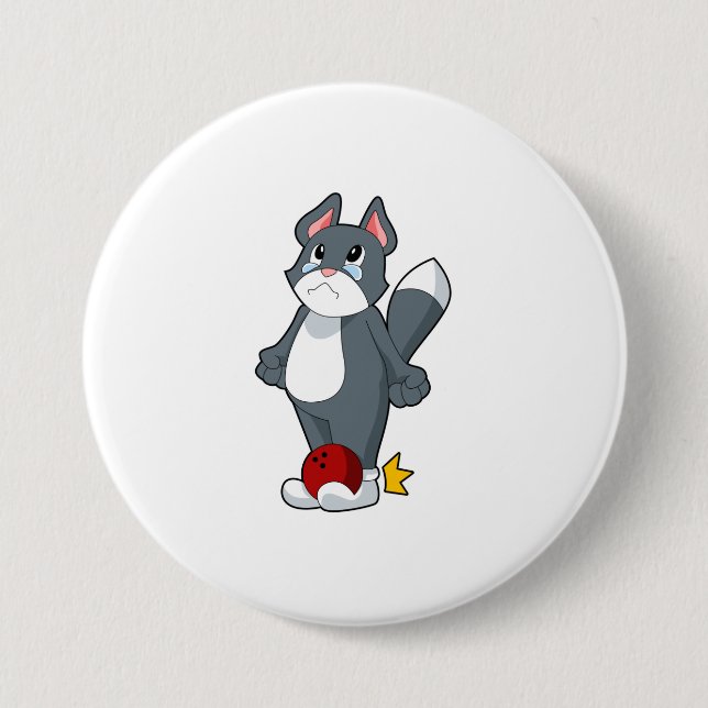 Cat Bowling Bowling ball Button (Front)