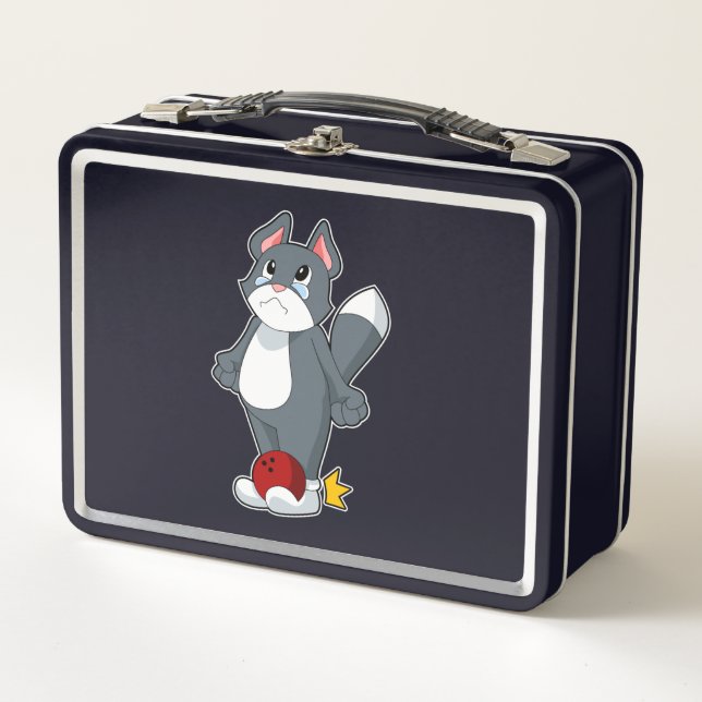 Cat Bowling Bowling ball Metal Lunch Box (Front)