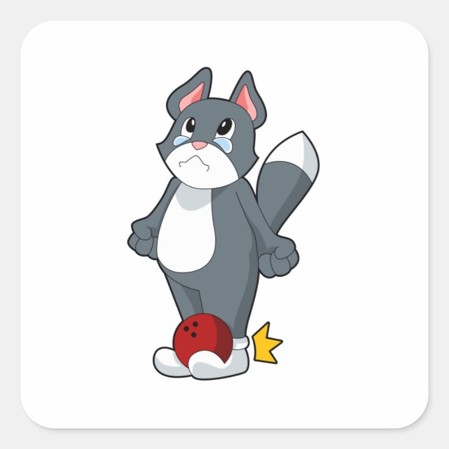 Cat Bowling Bowling ball Square Sticker (Front)